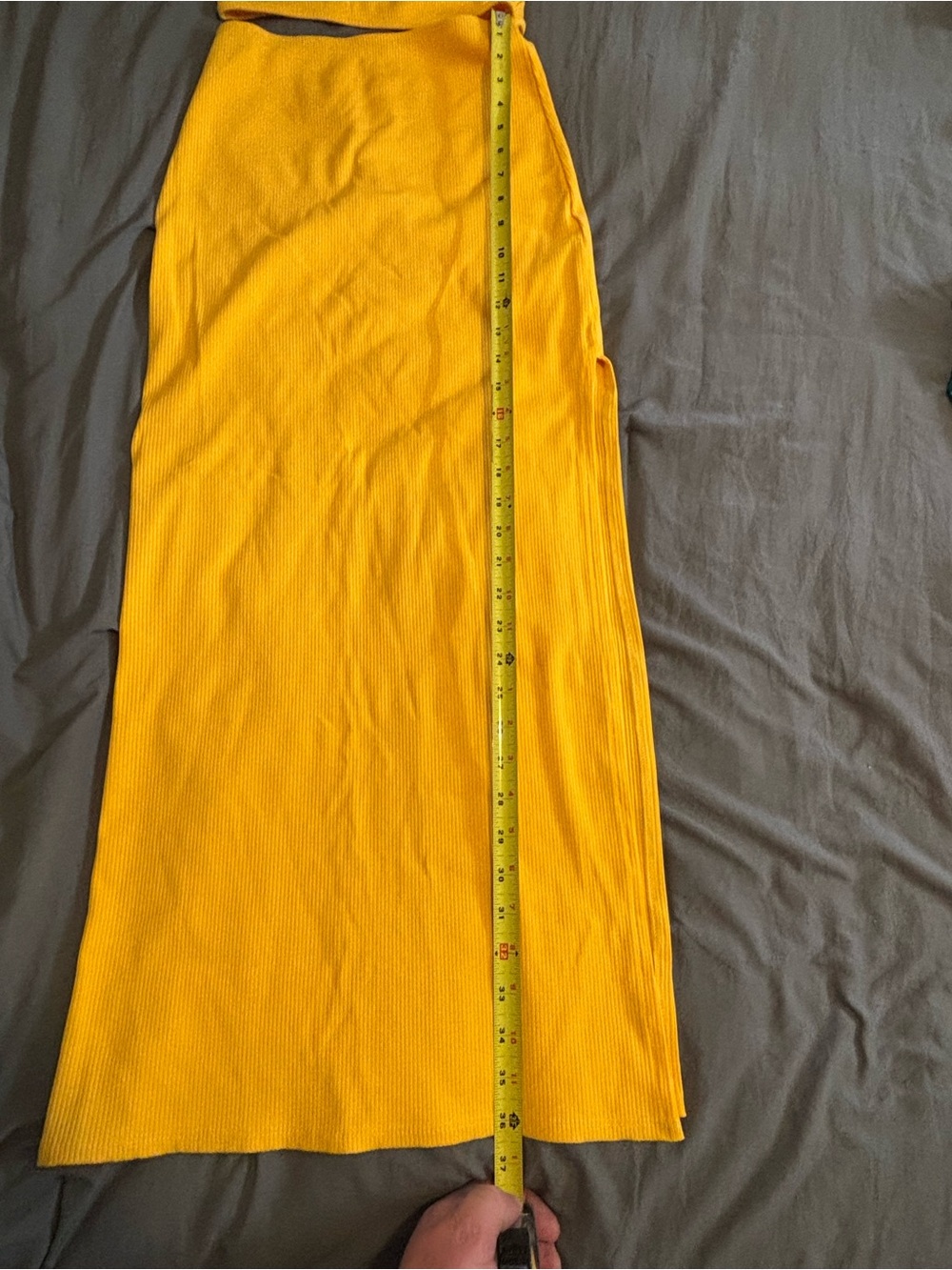 Lulu's Mustard Yellow Ribbed One-Shoulder Top - Picture 3 of 8